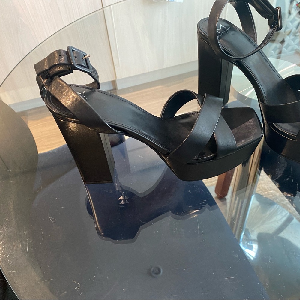 Marc Fisher Black Platform Block Heel Sandals
